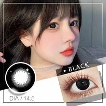 1對彩色隱形眼鏡黑色隱形眼鏡14.5mm軟性鏡片,6個月使用時間 - Big 黑 - 查看 4