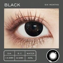1對彩色隱形眼鏡黑色隱形眼鏡14.5mm軟性鏡片,6個月使用時間 - Big 黑 - 查看 6