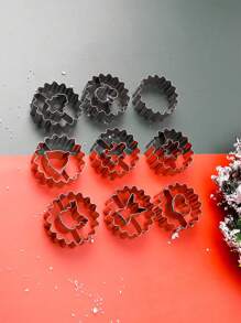 1套9入組不銹鋼餅乾模具（帶中心）,銀色 - 銀色 - 查看 4