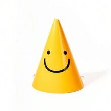 1pc Yellow Smiling Face Party Birthday Paper Cap, Dress-Up Item For Babies, Children, And Adults - Yellow - View 1