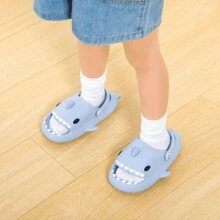 Chanclas de Playa para Niño Niña Tiburón Zapatillas de Ducha Antideslizante Zapatos de Piscina Sandalias Ligero Verano Shark Slippers - Neblina azul - Ver 5