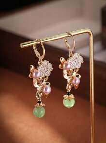 1 Pair Vintage Freshwater Faux Pearl Women's Earrings Exquisite Shell Flower Pendant Earrings Fashion Jewelry Birthday Gift - Flowers - View 3