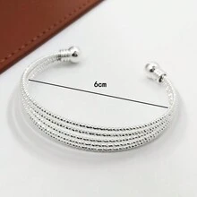 1只新款復古風格天然石頭和珠子磁性圓盤開口手鏈,時尚優雅適合女性日常穿戴 - 銀色 - 查看 5