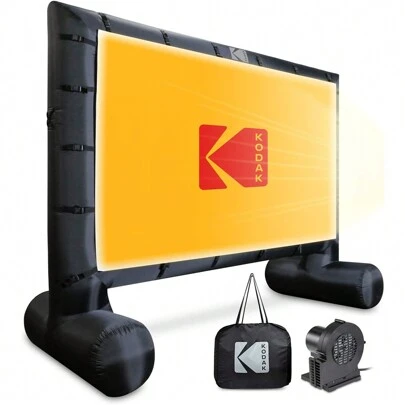 Kodak  Inflatable Outdoor Projector Screen, 17.5 Feet, Blow-Up Screen For Movies, TV, Sports Games & More, Includes Air Pump, Storage Carry Case, Stakes, Repair Patches