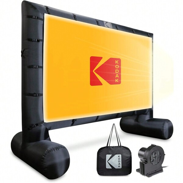 Kodak  Inflatable Outdoor Projector Screen, 17.5 Feet, Blow-Up Screen For Movies, TV, Sports Games & More, Includes Air Pump, Storage Carry Case, Stakes, Repair Patches