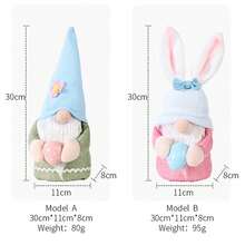 2pcs Dwarf Faceless Doll Plush Rabbit Doll Easter Bunny Gnomes Decor Cute Easter Ornaments For  Home Women Spring Decorations - Multicolor - View 2
