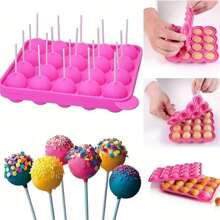 8 Sticks 20 Holes Lollipop Silicone Mold For Baking Fondant Cake Border Decoration Tool Candy Making Mold Wholesale, 1pc - Multicolor - View 1