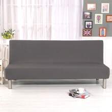 Armless Sofa Cover 3 Seater Stretch Couch Cover Elastic Slipcover For Sofa Bed Without Armrests, Anti-Slip - Grey - View 3