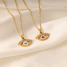 1入18k金時尚多功能不銹鋼金色長睫毛之眼不銹鋼吊墜項鍊 - 眼睛 - 查看 3