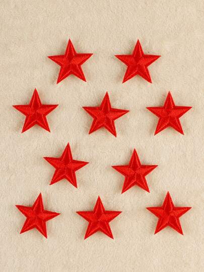 10pcs/Set Embroidery Badge Clothing Hat Accessory Diy Iron On Applique With 5-Pointed Star Design