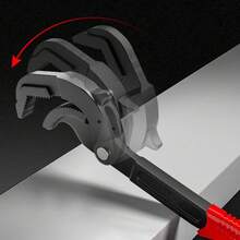 萬用手工具套裝-多功能開口扳手,可調節的夾頭和快速的棘輪作用,適用於管件安裝 - 黑色 - 查看 7