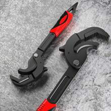 萬用手工具套裝-多功能開口扳手,可調節的夾頭和快速的棘輪作用,適用於管件安裝 - 黑色 - 查看 1