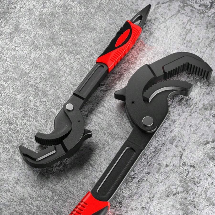 萬用手工具套裝-多功能開口扳手,可調節的夾頭和快速的棘輪作用,適用於管件安裝 - 黑色 - 查看 1