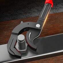 萬用手工具套裝-多功能開口扳手,可調節的夾頭和快速的棘輪作用,適用於管件安裝 - 黑色 - 查看 4