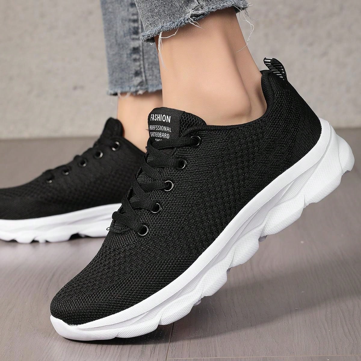 Par de zapatos deportivos para mujer para exteriores, zapatos de running transpirables de malla, zapatillas casuales cómodas, zapatos de running lige