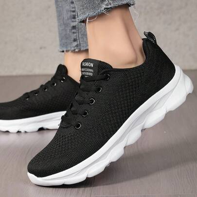 1 双女士户外运动鞋，透气网眼跑鞋，舒适休闲运动鞋，轻便防滑跑鞋，春夏