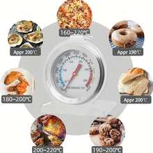 1pc Stainless Steel Oven Thermometer Pointer Thermometer Can Be Used Directly Into The Oven 50-300 Degrees - Silver - View 5