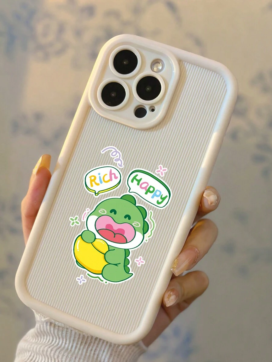 1pc Stylish White Tpu Phone Case With 3d Stripe Pattern, Anti-Shock, Compatible With IPhone - White - View 1