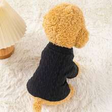 1pc Pet Clothes For Dogs & Cats, Autumn & Winter Solid Color Knitted Sweater, Teddy, Corgi - Green - View 4