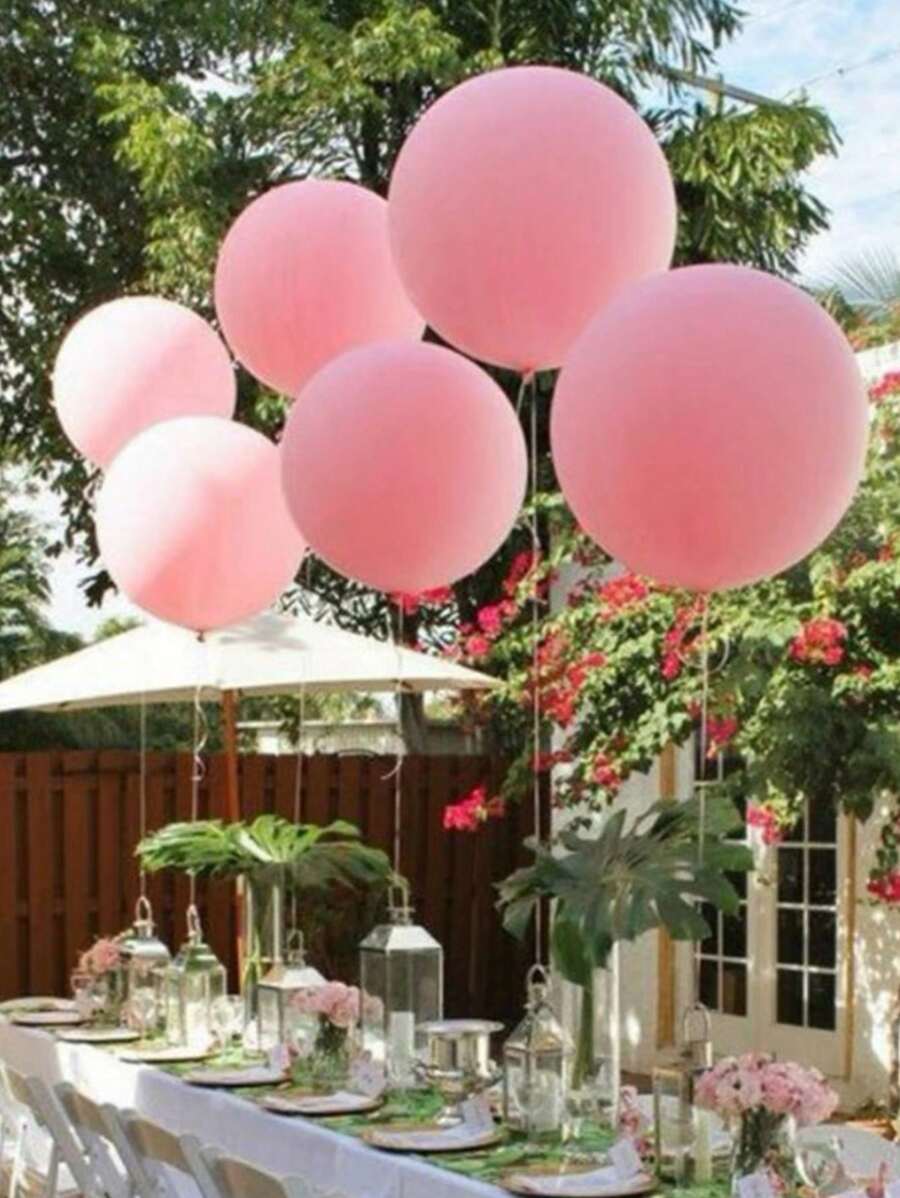 5pcs 18-Inch Light Pink Latex Balloons, Suitable For Wedding, Birthday, Valentine'S Day Party Decoration, - Baby Pink - View 1