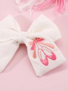 1 Stück Weißes Ballettschuhe Bestickter Haarspange Mit Schleife Für Mädchen