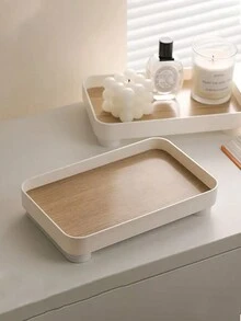 1 件木質收納托盤,北歐風格豪華收納托盤,適用於護膚和香薰,入口桌面鑰匙扣,長方形儲物盒,浴室臥室客廳宿舍配件,家居整理和儲物用品,家居裝飾 - 彩色 - 查看 3