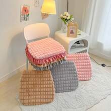 1入厚實純色正方形天鵝絨兔子座墊,可選配蕾絲邊,多功能毛絨玩具餐墊,適用於辦公室、家庭、教室和冬季厚椅墊、學生桌墊 - 粉色 - 查看 7