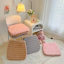 1入厚實純色正方形天鵝絨兔子座墊,可選配蕾絲邊,多功能毛絨玩具餐墊,適用於辦公室、家庭、教室和冬季厚椅墊、學生桌墊 - 粉色 - 查看 5