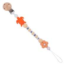 1只全新風格的卡通動物烏龜手鍊,由彩色矽膠珠和木珠創作而成,適合diy手工飾品 - 橘色 - 查看 1