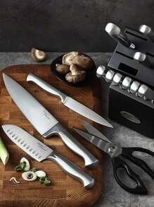 Marco Almond KYA28 14-Piece Stainless Steel Cutlery Kitchen Knife Set With Block,Built-In Sharpener - Silver - View 2