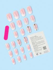 Bộ 24 móng tay giả hình quả hạnh nhân dài vừa phải, thiết kế bóng, bao gồm 1 gel thạch và 1 dũa móng, thích hợp cho tiệc tùng, khiêu vũ và sử dụng hàng ngày, có thể tháo rời và tái sử dụng - Nhiều màu - Xem 2