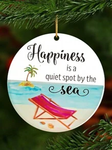 1入組8cm*8cm帶有沙灘椅和椰子樹和海邊圖案的亞克力圓形掛墜,詞語為'幸福是海邊的安靜角落',金繩專用禮物,適合家人和朋友,可作為旅行紀念品裝飾掛墜,日常裝飾掛墜,門把手裝飾,背包裝飾,臥室裝飾 - 彩色 - 查看 5