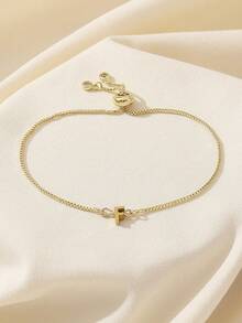 1pc Fashionable Minimalist English Letter Pendant Necklace - Gold - View 6