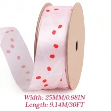 1 Roll 10 Yards Of Pink Silk Ribbon Birthday Gift Wrapping Decorative Fabric Ribbons Valentine's Day Bouquet Packaging Supplies - Dainty Peach Heart -16MM - View 13