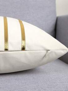 1PC Metallic Detail Cushion Cover Without Filler, Simple Throw Pillow Case, For Sofa, Living Room - White - View 7