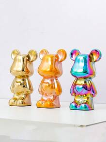 1只銀色陶瓷豪華熊餅雕像,高端客廳軟裝飾品,電視櫃、酒櫃,可愛卡通熊玩具 - 一隻銀色小熊 - 查看 5