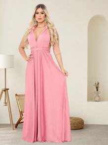 Women Dresses - 乾枯玫瑰色 - 查看 3