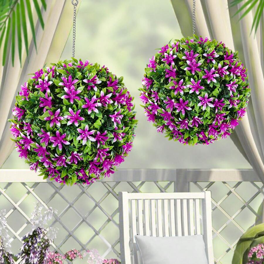 1入組人造花球、草球,紫色,15公分（5.9英寸）,包含玫瑰、洋甘菊、pe材質,適用於情人節裝飾、易拆卸、易保養、派對活動、生日派對裝飾、家居裝飾、酒店餐廳、客廳臥室婚禮廚房花園裝飾,適用於春夏季裝飾。 - 紫色 - 查看 1