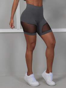 Women Sports Shorts - 灰色 - 查看 1