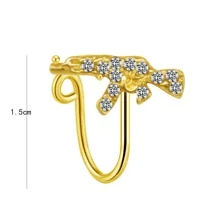 Anillo De Nariz Simple Para Mujeres Con Clip Y Piedras De Strass - Plateado - Ver 4