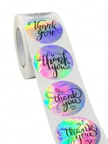 1捲500張感謝貼紙 - 粉色 - 查看 3
