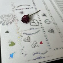 3 Sheets/Pack Vintage Chain Design Pet Stickers In Heart Theme With Embossed Detail For Scrapbooking And Journal Decoration - Multicolor - View 4