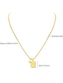 1個18k黃金蝴蝶&時鐘&星形吊墜,時尚鈦鋼禮盒包裝項鍊,適合日常佩戴,情人節,嘉年華,母親節的女性禮物 - 星星 - 查看 5