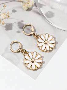 1pair Fashionable European & American Style Alloy Gold Plated Heart Shaped, Flower, Star, Cartoon Character, Etc. Water Drop Rhinestone Inlayed Ladies' Simple Dangle Earrings - Gold - View 2