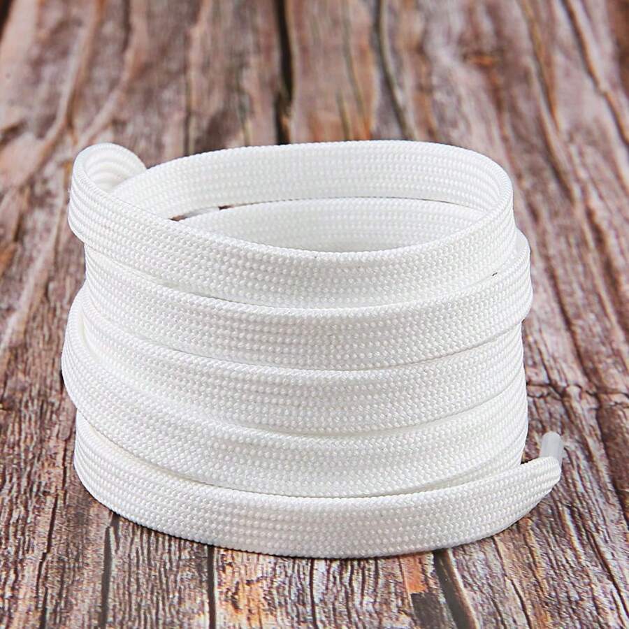 1 Par Cadarço De Poliéster Dupla Camada Plano Cor Sólida Esporte Para Sneakers Clássicos Casuais, Tênis De Cano Alto E Baixo, Tênis De Lona E Basquete