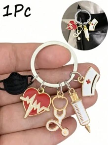 1入組黑色醫生和護士醫療鑰匙扣首飾口罩鑰匙扣醫療救援鑰匙扣注射器聽診器愛護士帽鑰匙扣,是醫生、護士、醫護人員感恩節禮物、聖誕禮物、聖誕節配飾、聖誕節裝飾品,護士禮物的理想選擇 - 黑色 - 查看 1