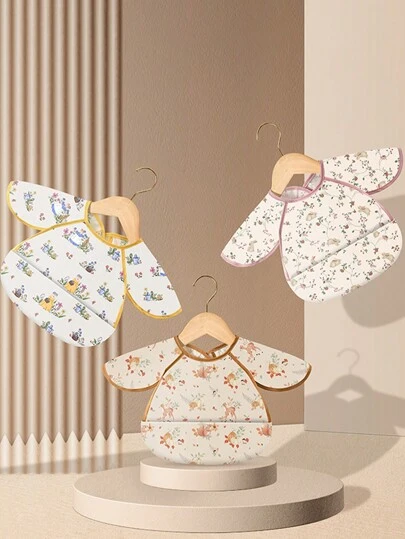 1pc Toddler Boys/Girls Waterproof Lightweight Breathable Sleeveless Cartoon Print Bib With Pocket, Dirt-Resistant Feeding Bib