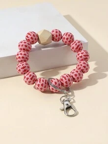 情人节新品可爱钥匙扣和手链 DIY 手工木珠手链钥匙扣套装 1 件木制爱心唇形钥匙扣创意礼物，适合情侣和朋友庆祝节日和周年纪念日，也是送给女朋友和节日礼物的理想创意礼物。适合作为手机、汽车钥匙和其他物品的配件 - 彩色 - 查看 6