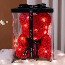 1pc Creative Simulation Rose Teddy Bear Decoration For Valentine's Day, Birthday, Mother's Day Gift Birthday