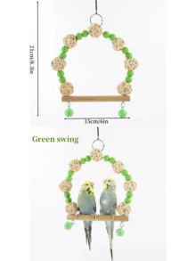 1pc Colorful Hanging Ring, Ladder And Swings With Natural Wood, Tiger Skin, Phoenix And Peony Patterns, Suitable For Parrots And Other Birds, Chewing, Climbing And Playing - Multicolor - View 5